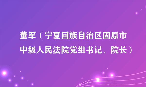 董军（宁夏回族自治区固原市中级人民法院党组书记、院长）