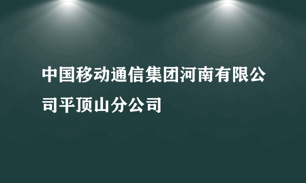 中国移动通信集团河南有限公司平顶山分公司