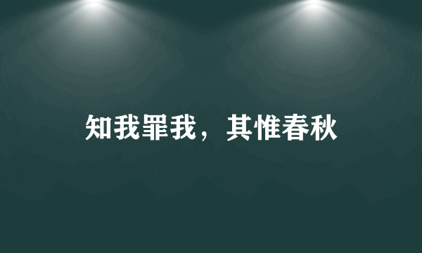 知我罪我，其惟春秋