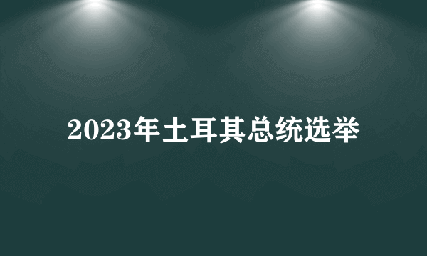 2023年土耳其总统选举