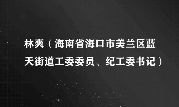 林爽（海南省海口市美兰区蓝天街道工委委员、纪工委书记）