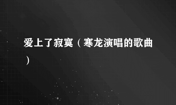 爱上了寂寞（寒龙演唱的歌曲）