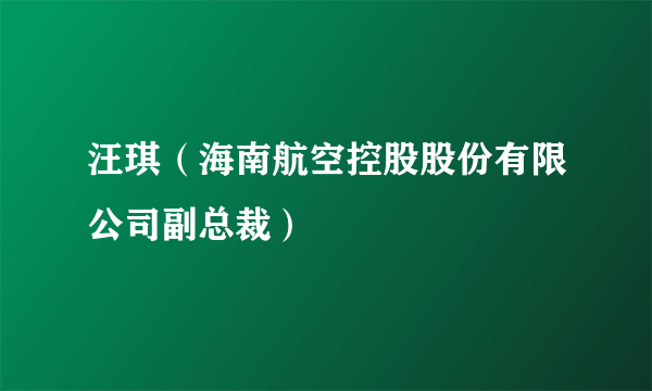 汪琪（海南航空控股股份有限公司副总裁）