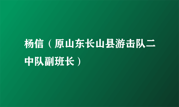 杨信（原山东长山县游击队二中队副班长）