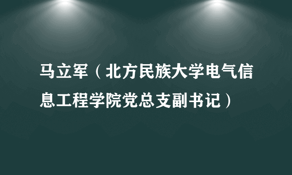 马立军（北方民族大学电气信息工程学院党总支副书记）