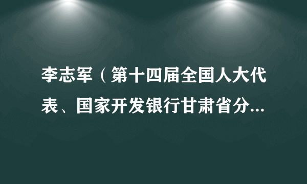 李志军（第十四届全国人大代表、国家开发银行甘肃省分行党委书记）