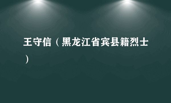 王守信（黑龙江省宾县籍烈士）