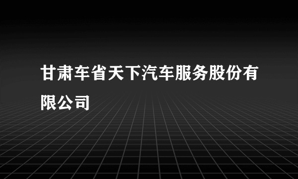 甘肃车省天下汽车服务股份有限公司