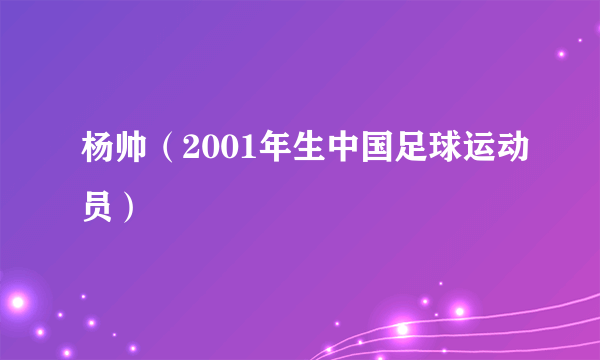 杨帅（2001年生中国足球运动员）