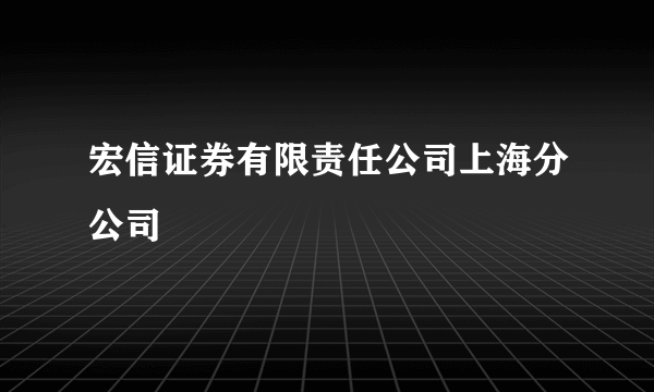 宏信证券有限责任公司上海分公司