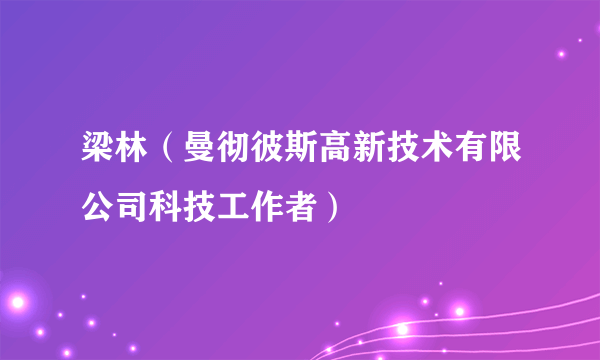 梁林（曼彻彼斯高新技术有限公司科技工作者）