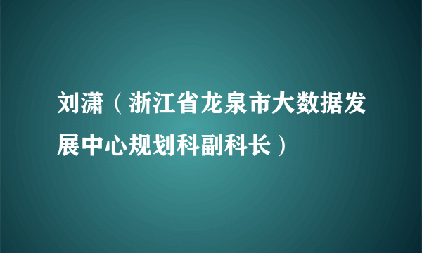 刘潇（浙江省龙泉市大数据发展中心规划科副科长）