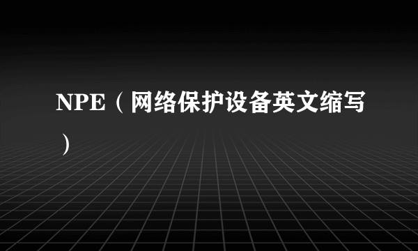 NPE（网络保护设备英文缩写）