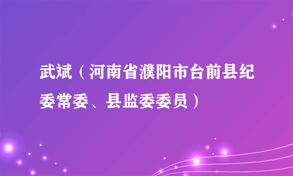 武斌（河南省濮阳市台前县纪委常委、县监委委员）