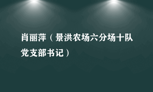 肖丽萍（景洪农场六分场十队党支部书记）