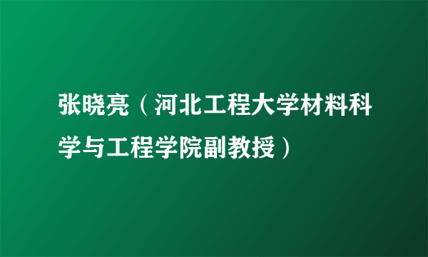 张晓亮（河北工程大学材料科学与工程学院副教授）