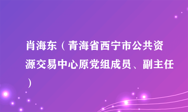 肖海东（青海省西宁市公共资源交易中心原党组成员、副主任）