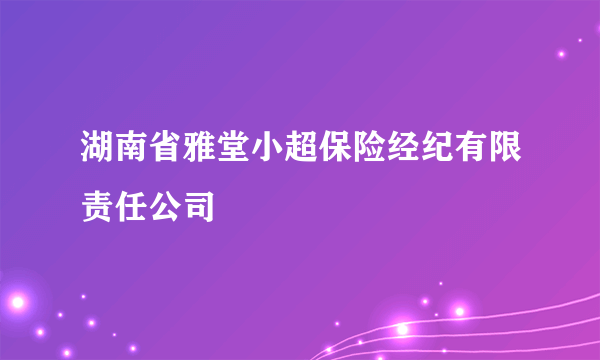 湖南省雅堂小超保险经纪有限责任公司