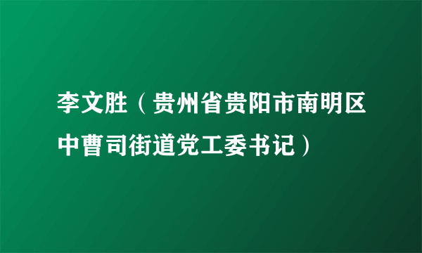 李文胜（贵州省贵阳市南明区中曹司街道党工委书记）