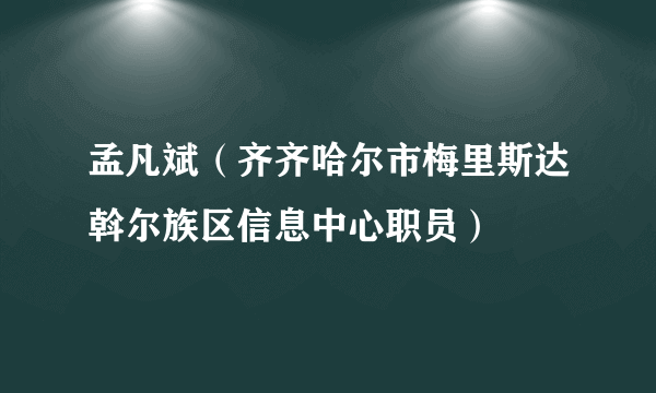 孟凡斌（齐齐哈尔市梅里斯达斡尔族区信息中心职员）