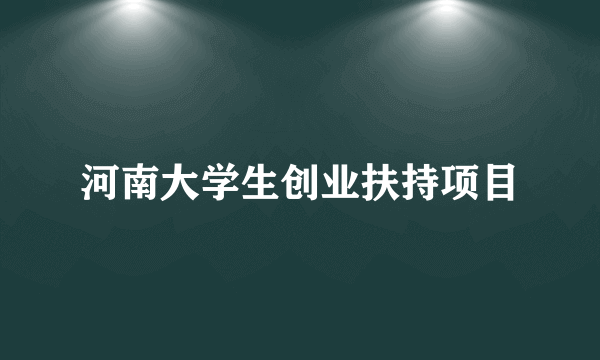 河南大学生创业扶持项目