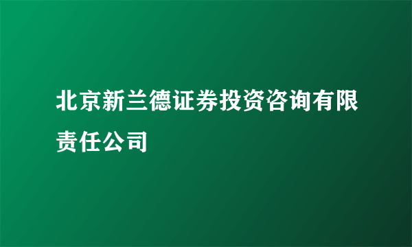 北京新兰德证券投资咨询有限责任公司