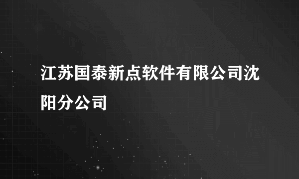 江苏国泰新点软件有限公司沈阳分公司