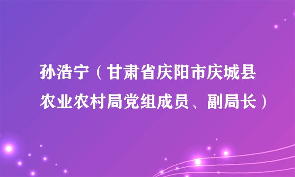 孙浩宁（甘肃省庆阳市庆城县农业农村局党组成员、副局长）