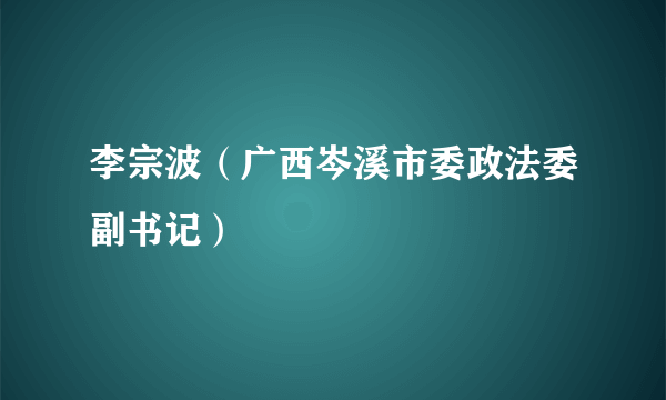 李宗波（广西岑溪市委政法委副书记）