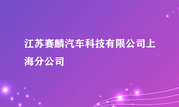 江苏赛麟汽车科技有限公司上海分公司