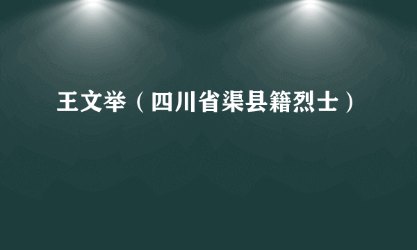 王文举（四川省渠县籍烈士）