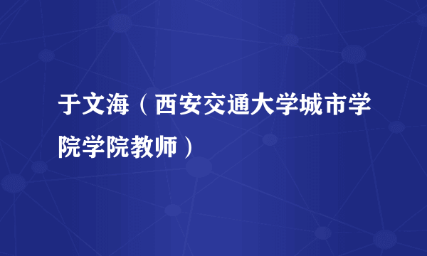 于文海（西安交通大学城市学院学院教师）