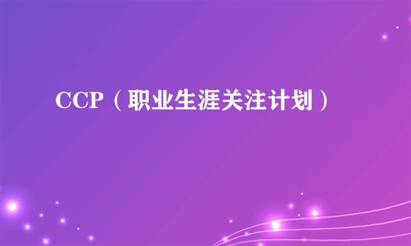 CCP（职业生涯关注计划）