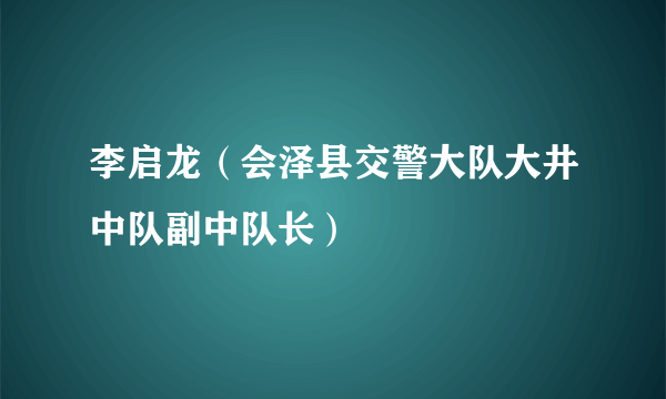 李启龙（会泽县交警大队大井中队副中队长）