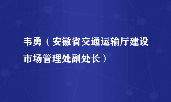 韦勇（安徽省交通运输厅建设市场管理处副处长）