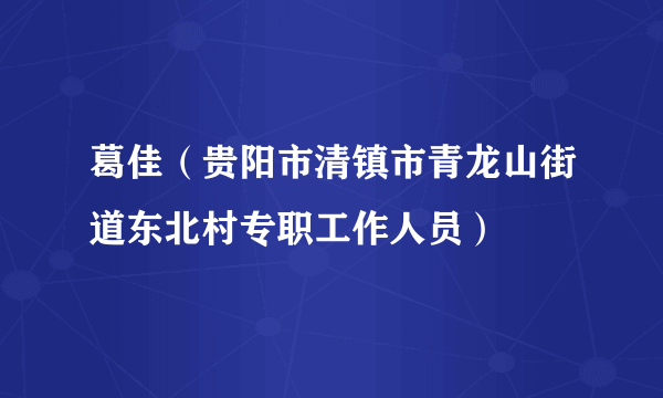 葛佳（贵阳市清镇市青龙山街道东北村专职工作人员）