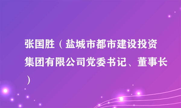 张国胜（盐城市都市建设投资集团有限公司党委书记、董事长）