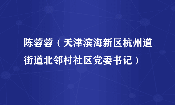 陈蓉蓉（天津滨海新区杭州道街道北邻村社区党委书记）