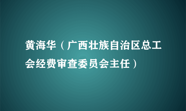 黄海华（广西壮族自治区总工会经费审查委员会主任）