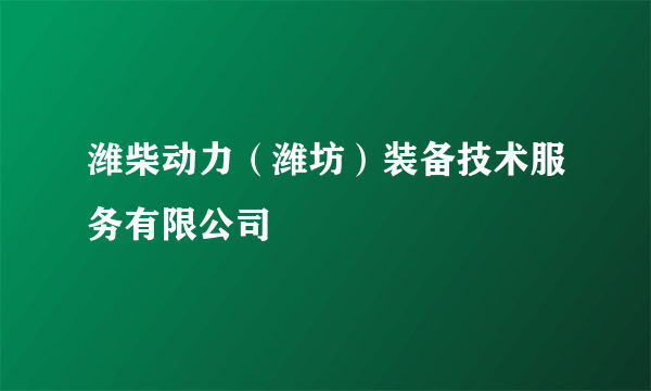 潍柴动力（潍坊）装备技术服务有限公司