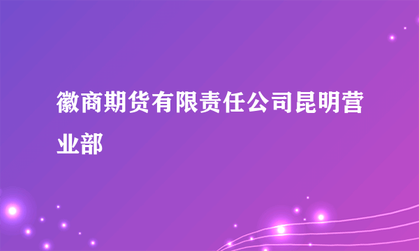 徽商期货有限责任公司昆明营业部