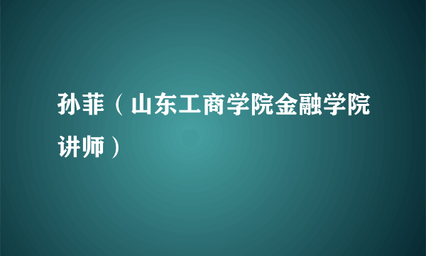 孙菲（山东工商学院金融学院讲师）