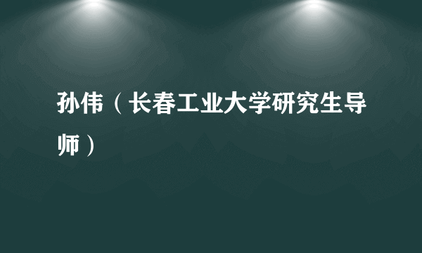 孙伟（长春工业大学研究生导师）