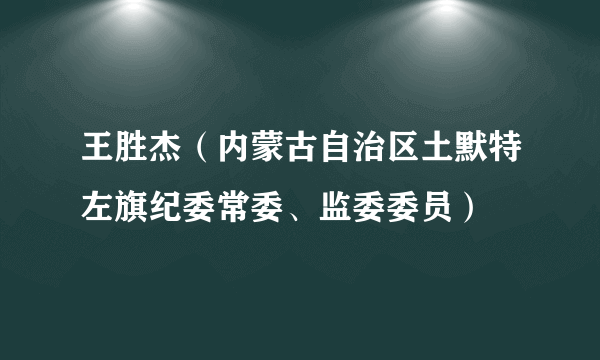 王胜杰（内蒙古自治区土默特左旗纪委常委、监委委员）