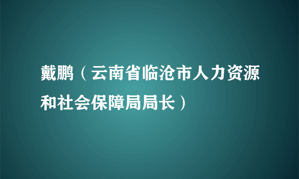 戴鹏（云南省临沧市人力资源和社会保障局局长）