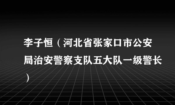 李子恒（河北省张家口市公安局治安警察支队五大队一级警长）