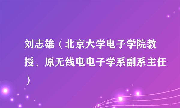 刘志雄（北京大学电子学院教授、原无线电电子学系副系主任）