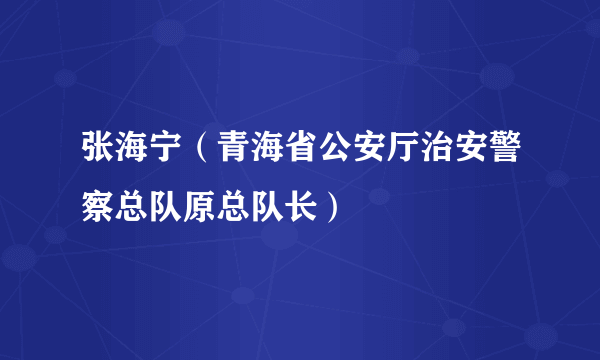 张海宁（青海省公安厅治安警察总队原总队长）