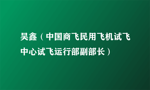 吴鑫（中国商飞民用飞机试飞中心试飞运行部副部长）