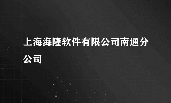 上海海隆软件有限公司南通分公司